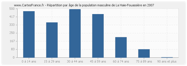 Répartition par âge de la population masculine de La Haie-Fouassière en 2007